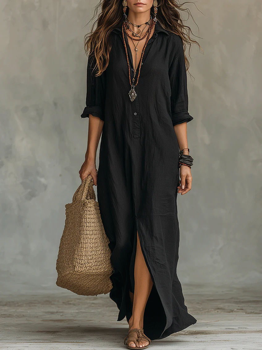 Women's Flowing V-Neck Long Dress
