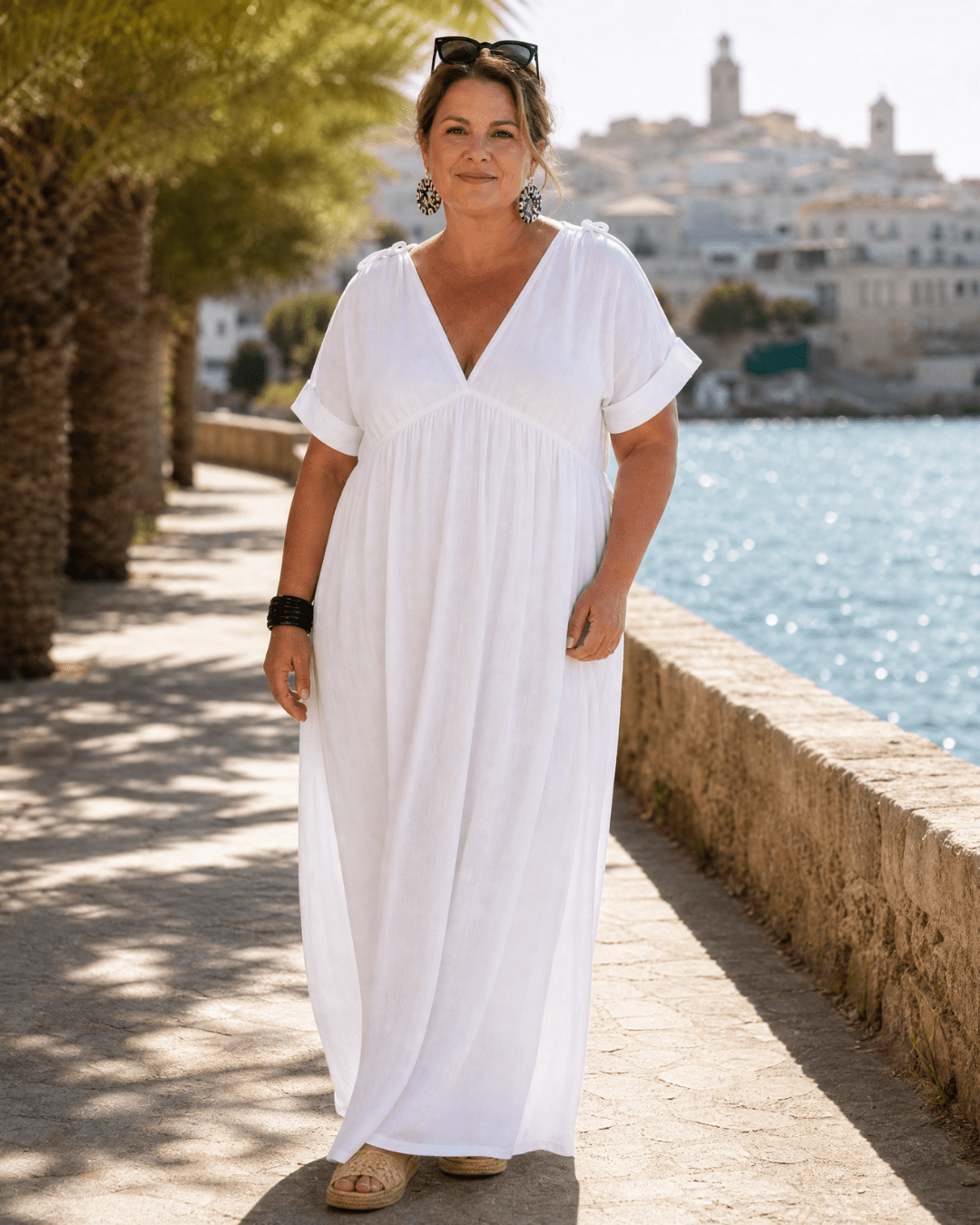 Women's Flowing V-Neck Midi Dress