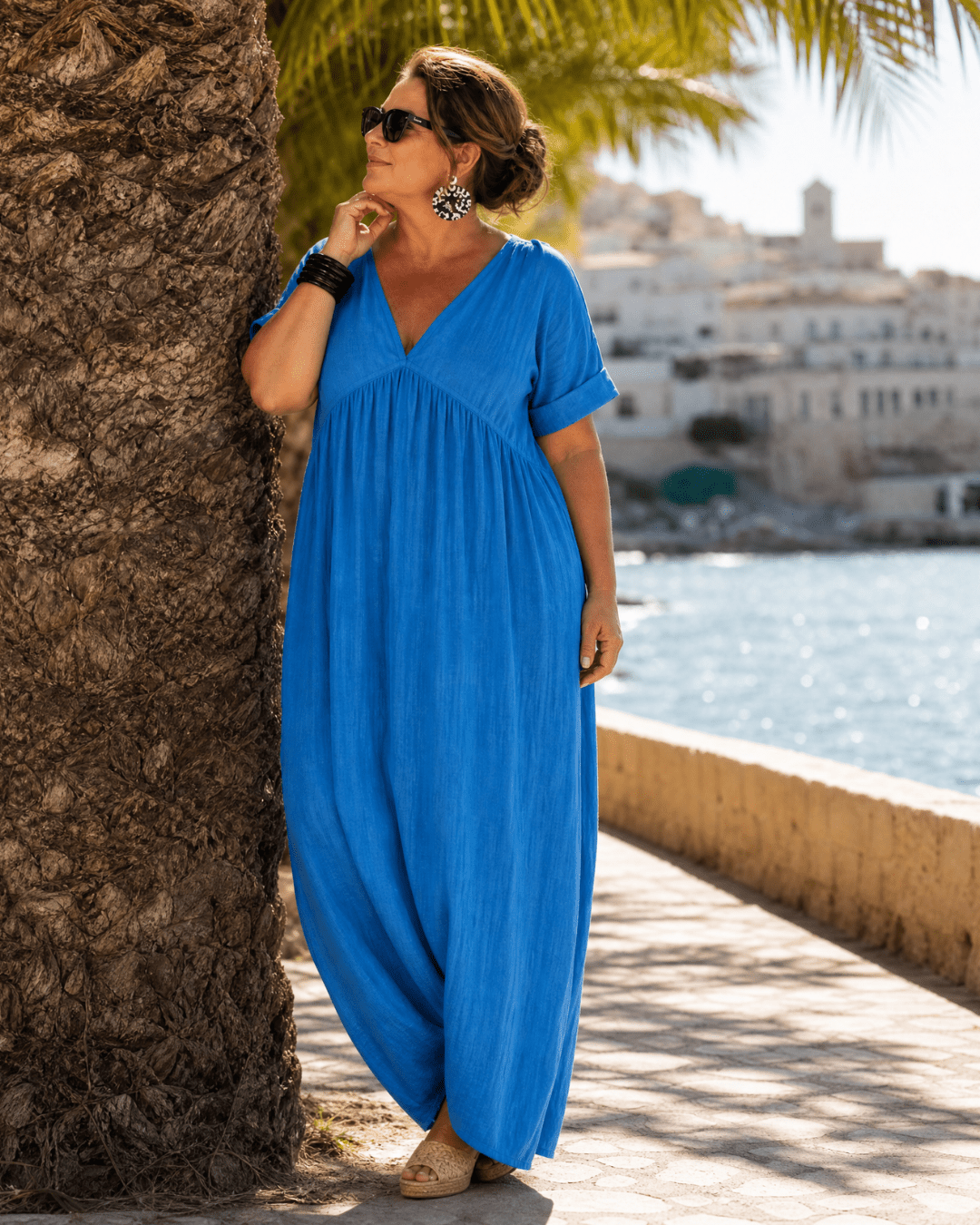 Women's Flowing V-Neck Midi Dress