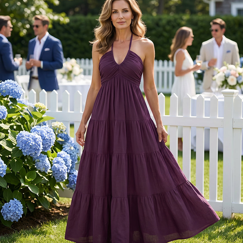 Women's Flowy Backless Maxi Dress