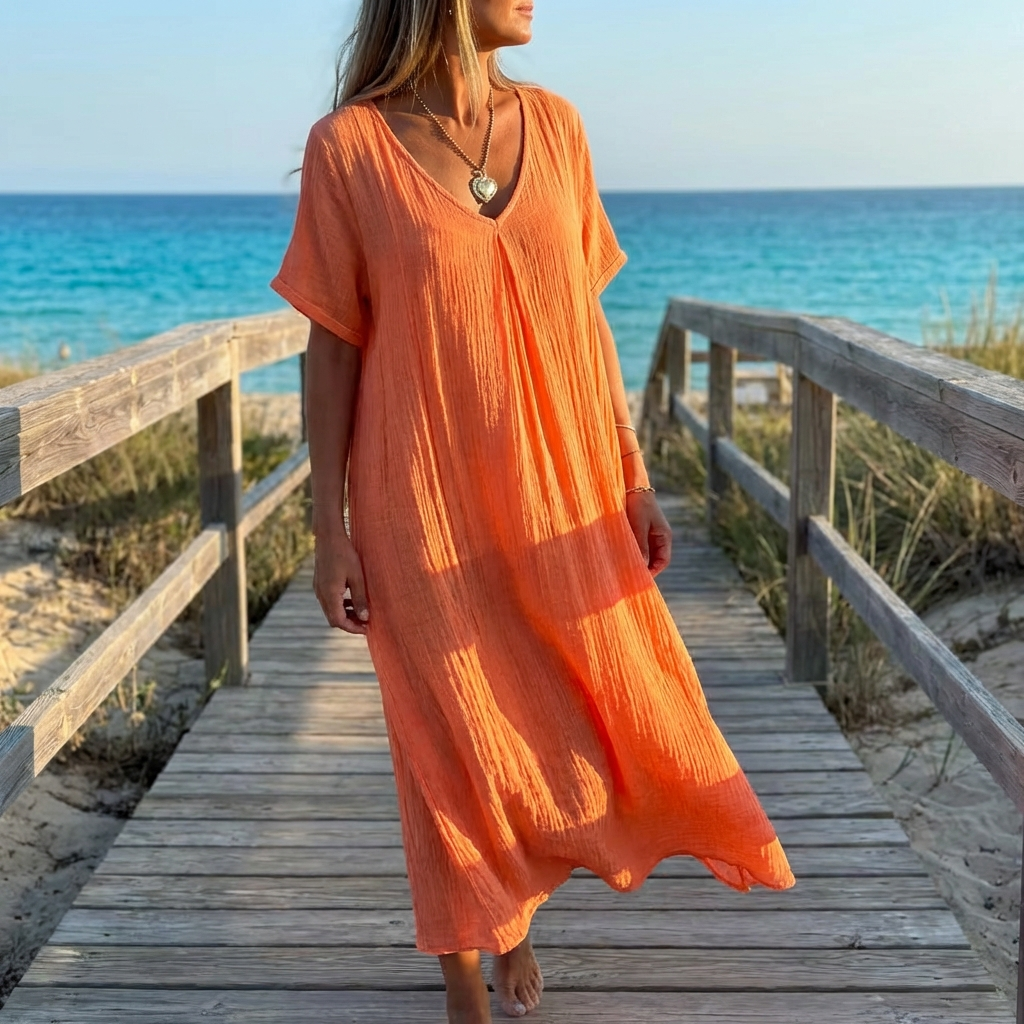 Women's Flowy Midi Dress with Elegant Patterns
