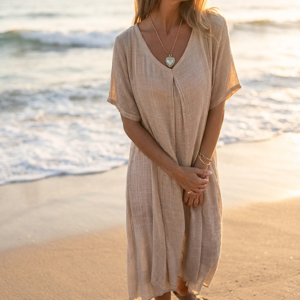 Women's Flowy Midi Dress with Elegant Patterns
