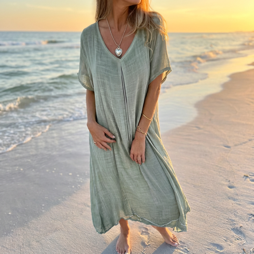 Women's Flowy Midi Dress with Elegant Patterns