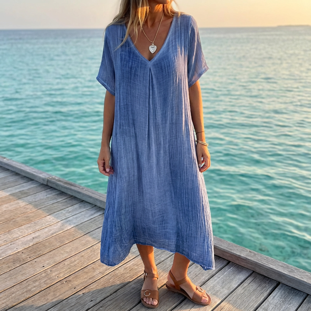 Women's Flowy Midi Dress with Elegant Patterns