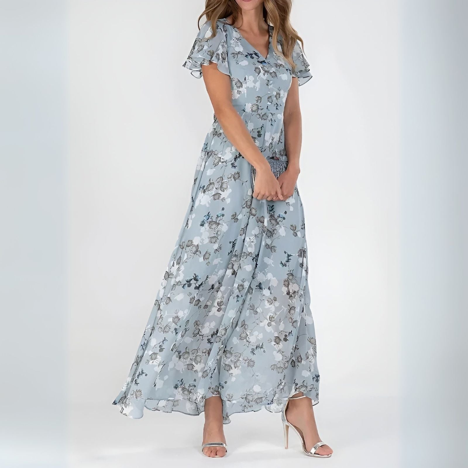 Women's Flowy Summer Midi Dress with Elegant Silhouette