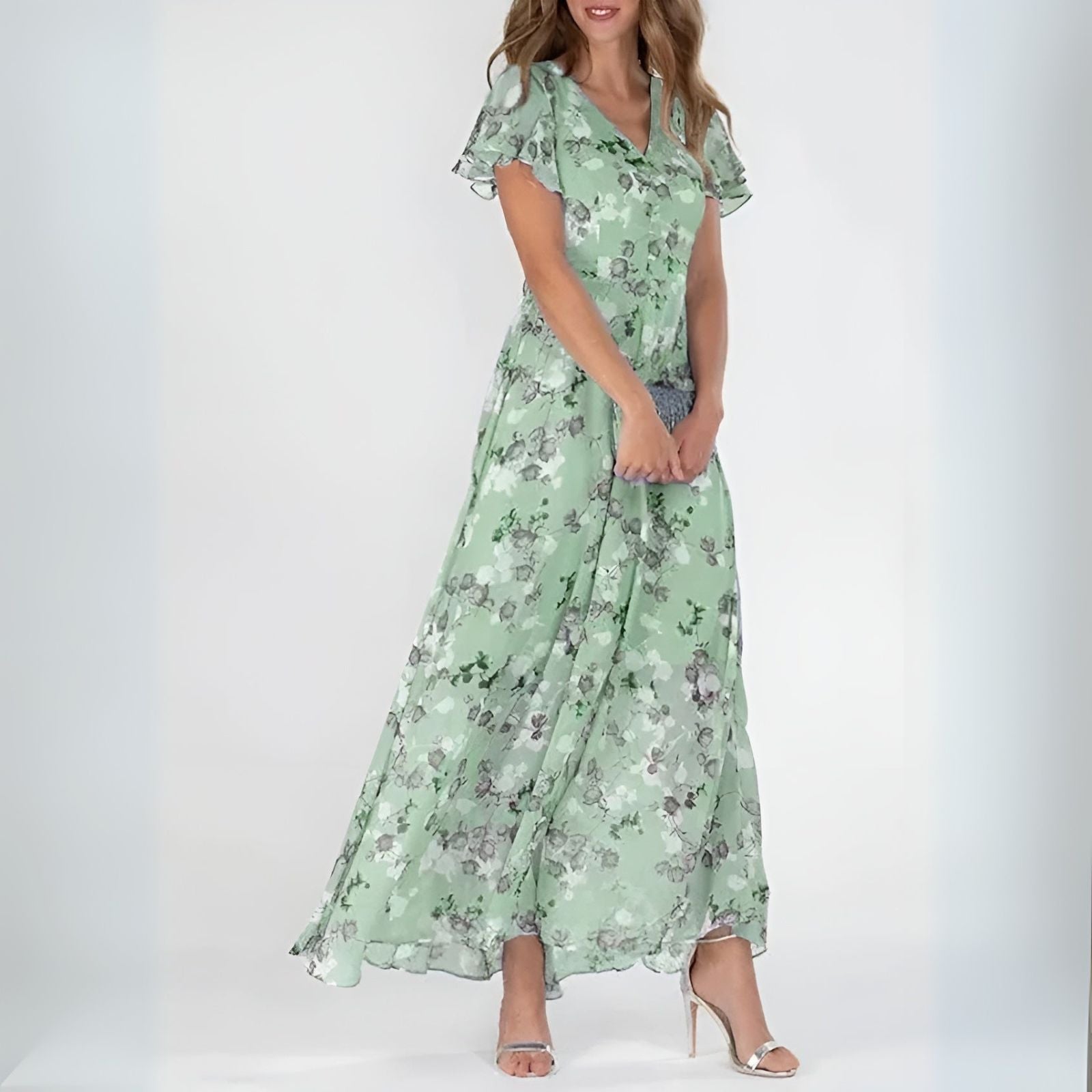 Women's Flowy Summer Midi Dress with Elegant Silhouette