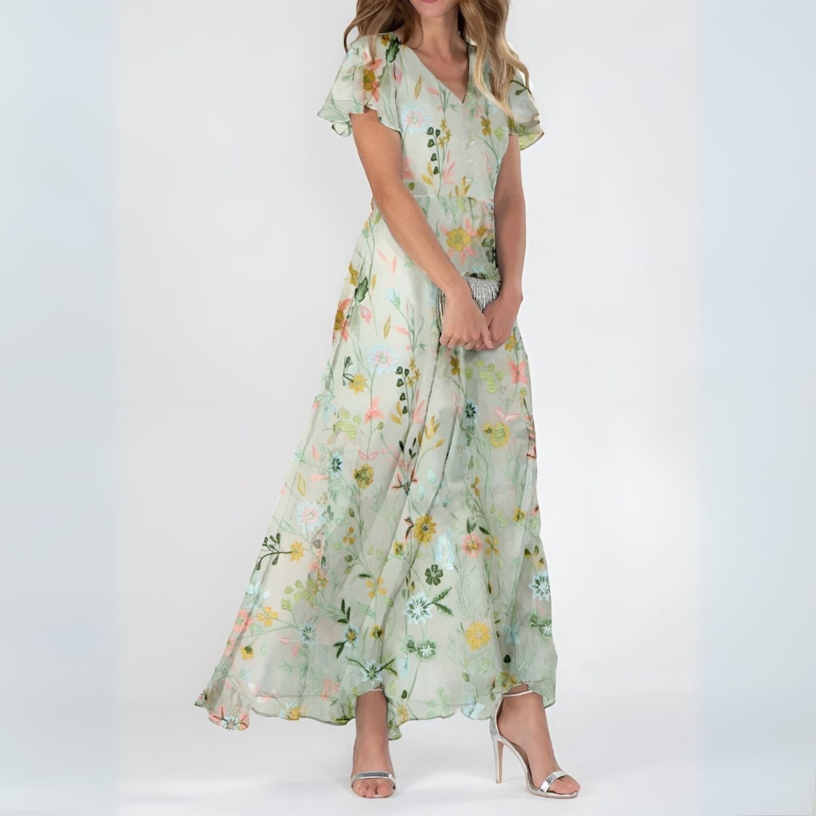 Women's Flowy Summer Midi Dress with Elegant Silhouette
