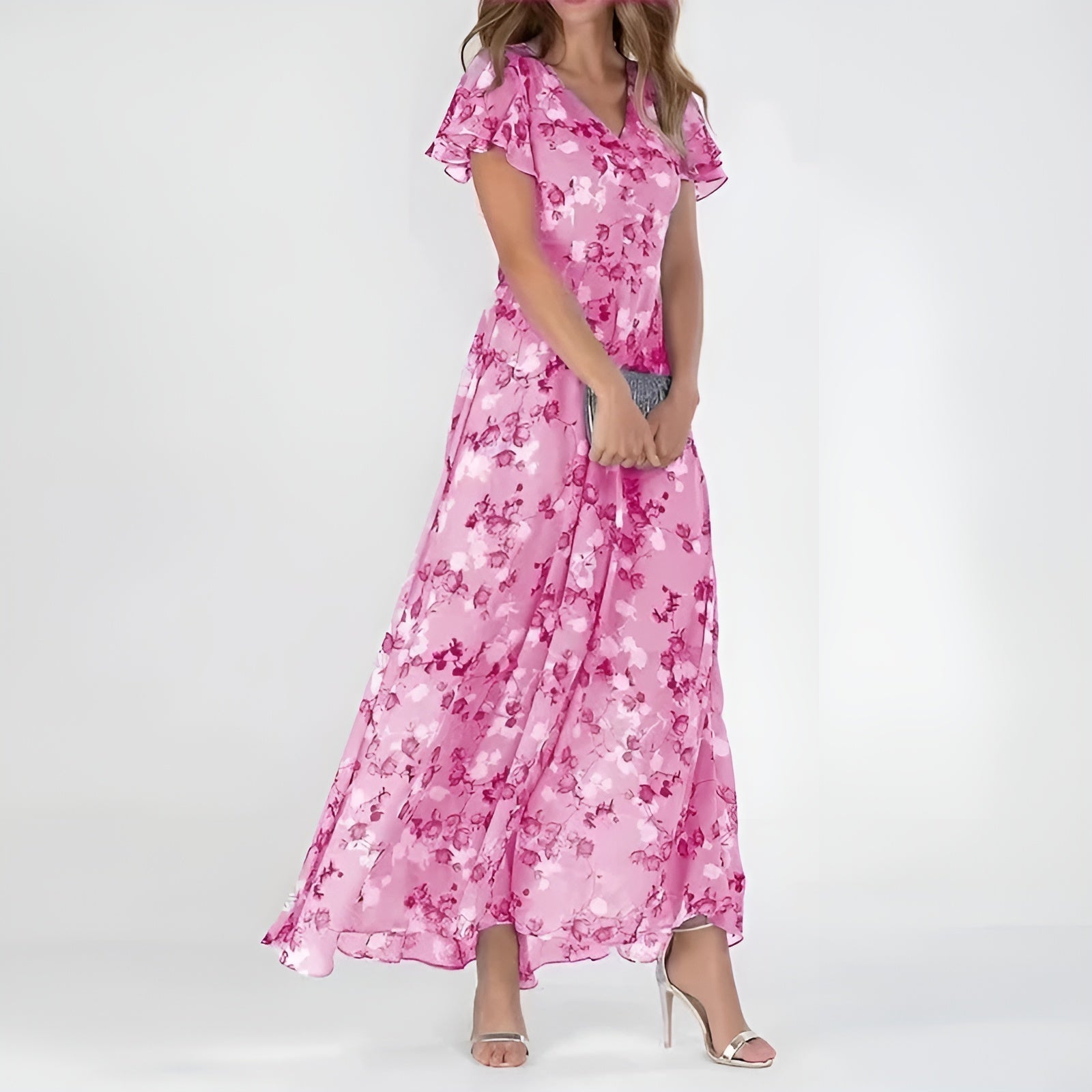 Women's Flowy Summer Midi Dress with Elegant Silhouette