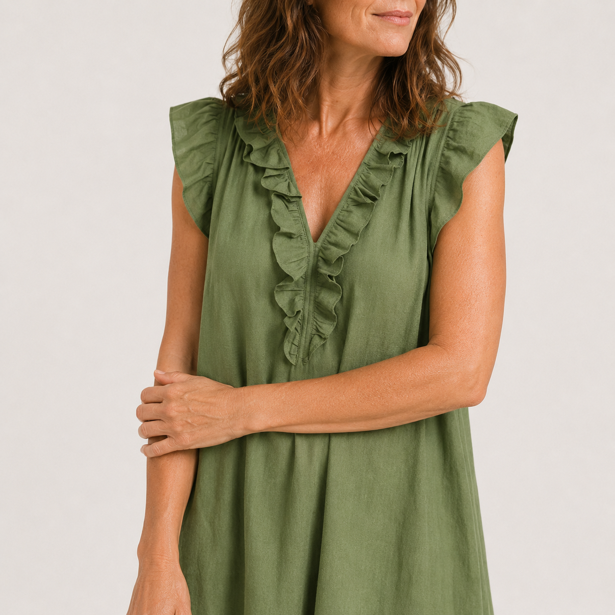 Women's Flowy V-Neck Maxi Dress with Ruffles