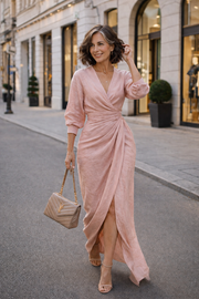Women's Flowy Wrap Maxi Dress with Figure-Flattering Design