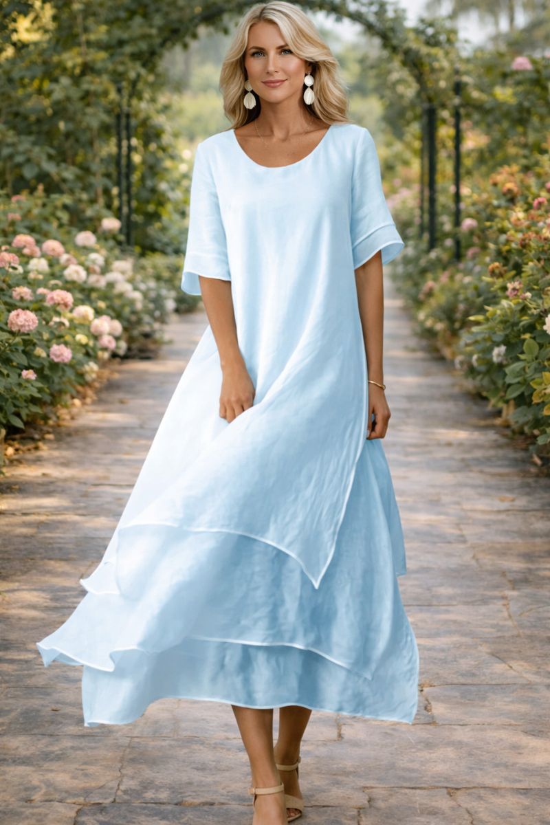 Women's Fluid Cut Midi Dress with Relaxed Fit