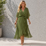Women's Wedding Guest Maxi Dress with V-Neck