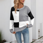 Women's Geometric Color Block Long Sleeve Sweater