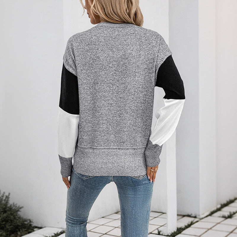 Women's Geometric Color Block Long Sleeve Sweater