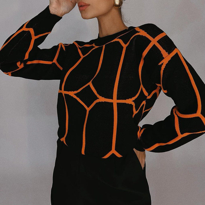 Women's Geometric Knit Sweater with Comfortable Fit