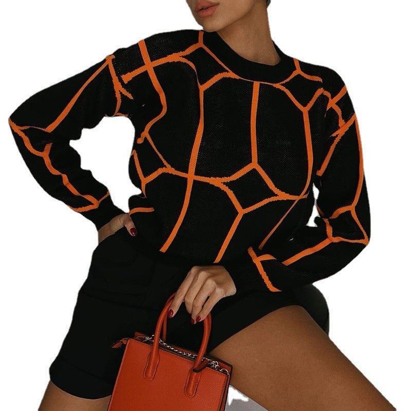 Women's Geometric Knit Sweater with Comfortable Fit