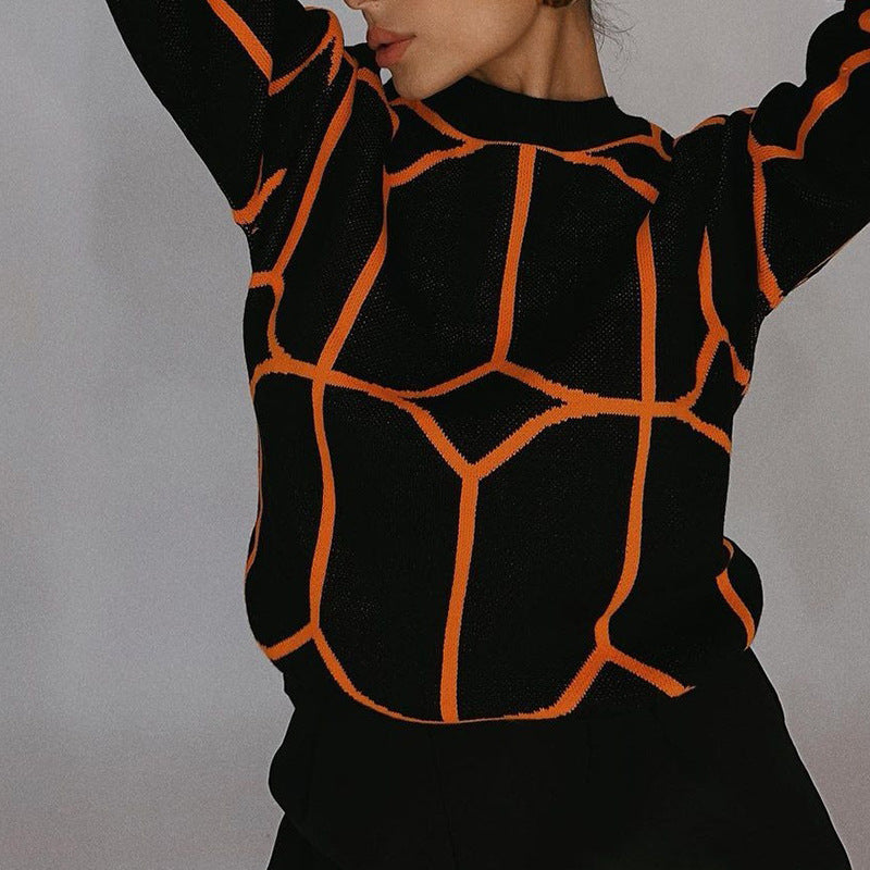 Women's Geometric Knit Sweater with Comfortable Fit