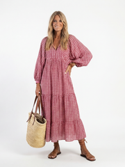 Women's Geometric Print Midi Dress with Flattering Fit