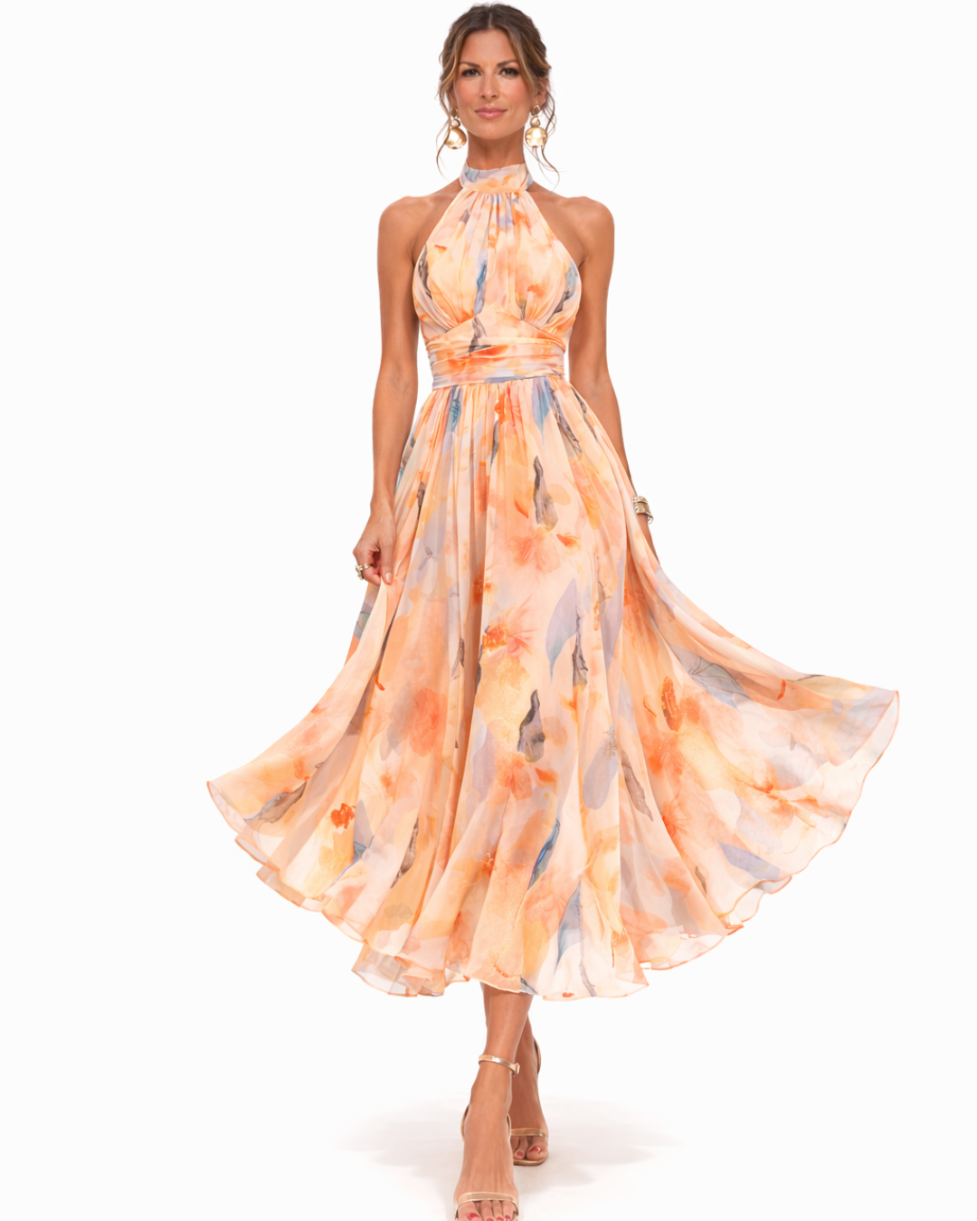 Women's Halter Neck Summer Maxi Dress with Flattering Shape