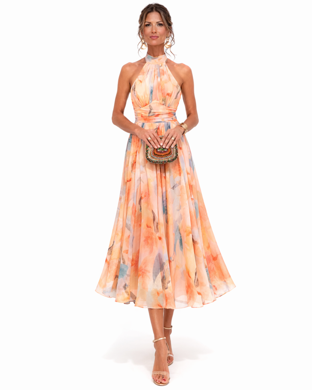 Women's Halter Neck Summer Maxi Dress with Flattering Shape