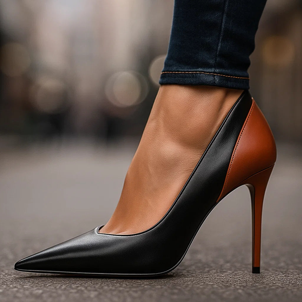 Women's Two-Tone Stiletto Pumps with Pointed Toe