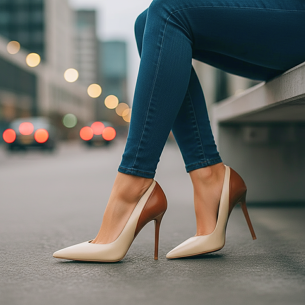 Women's Two-Tone Stiletto Pumps with Pointed Toe