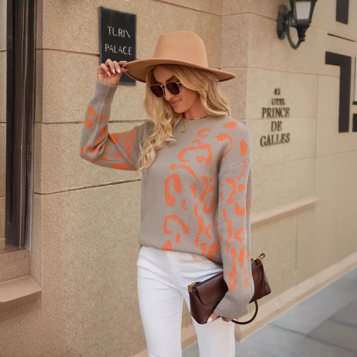Women's Knit Animal Print Sweater