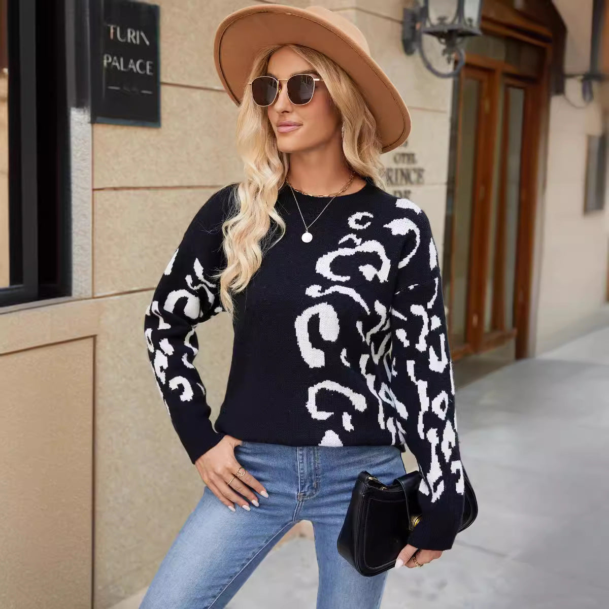 Women's Knit Animal Print Sweater