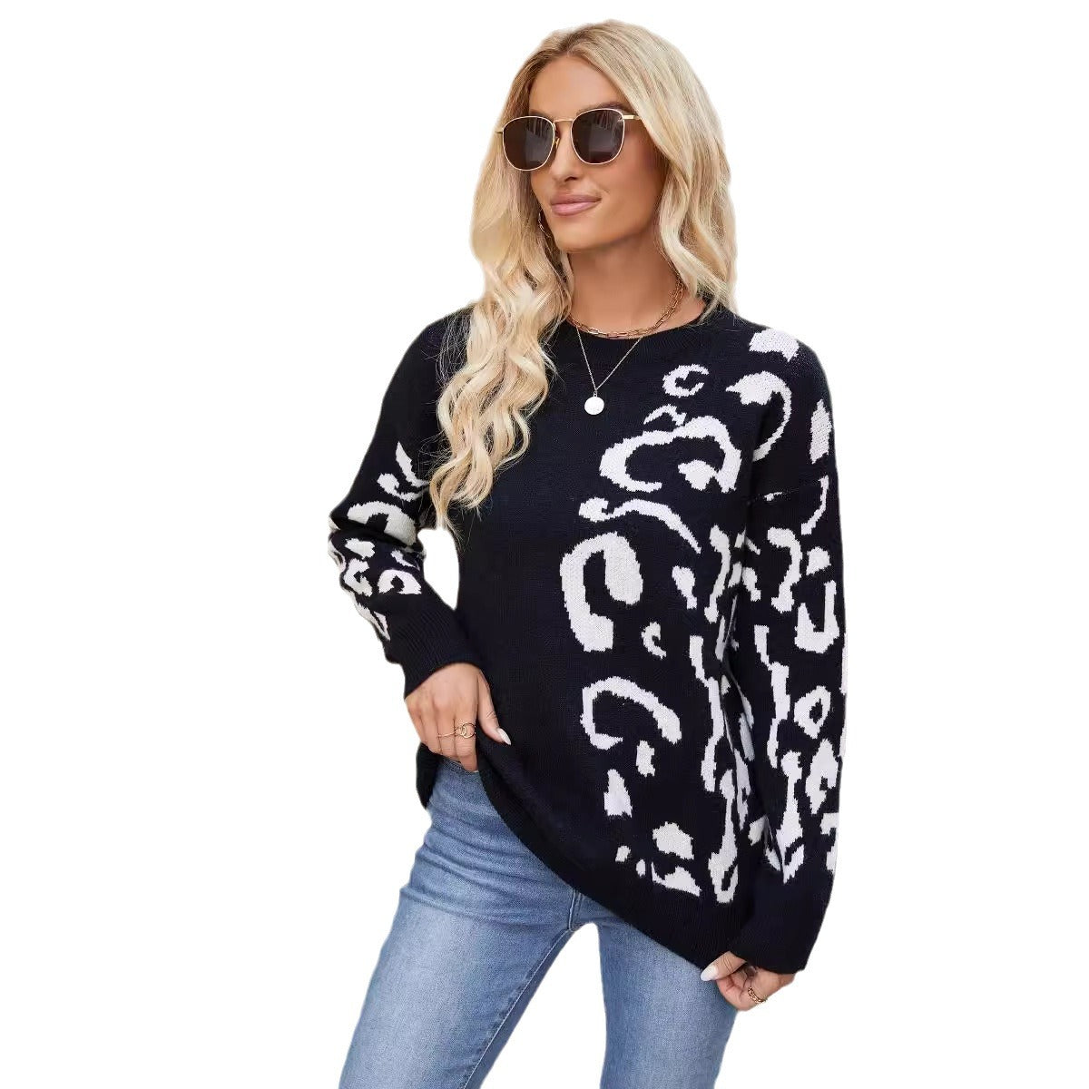 Women's Knit Animal Print Sweater