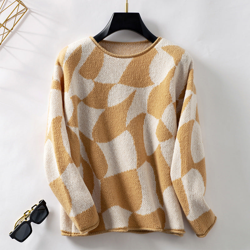Women's Knit Casual Sweater with Modern Pattern