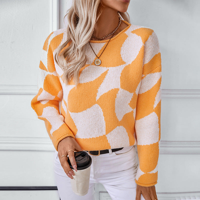 Women's Knit Casual Sweater with Modern Pattern