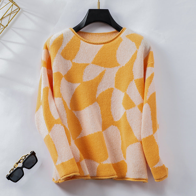 Women's Knit Casual Sweater with Modern Pattern