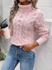 Women's Knit Long Sleeve Turtleneck Sweater with High Collar