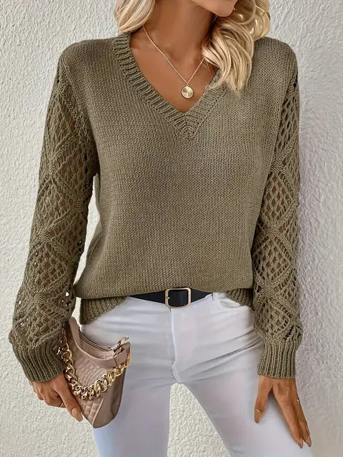 Women's Knit Long Sleeve V-Neck Sweater