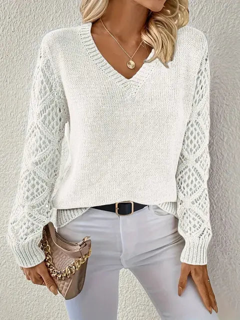 Women's Knit Long Sleeve V-Neck Sweater