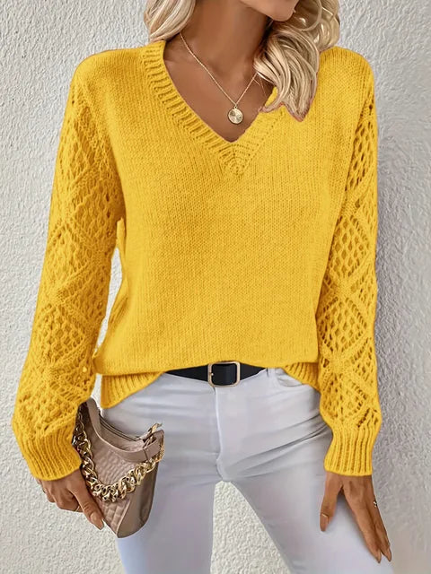 Women's Knit Long Sleeve V-Neck Sweater