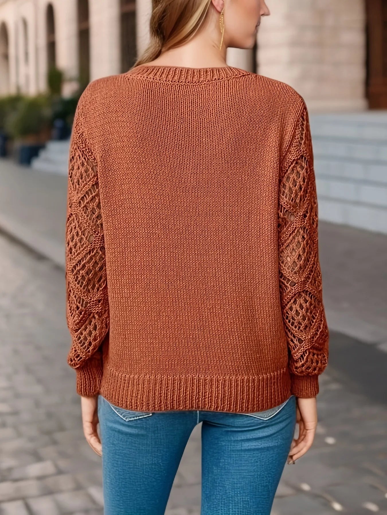 Women's Knit Long Sleeve V-Neck Sweater