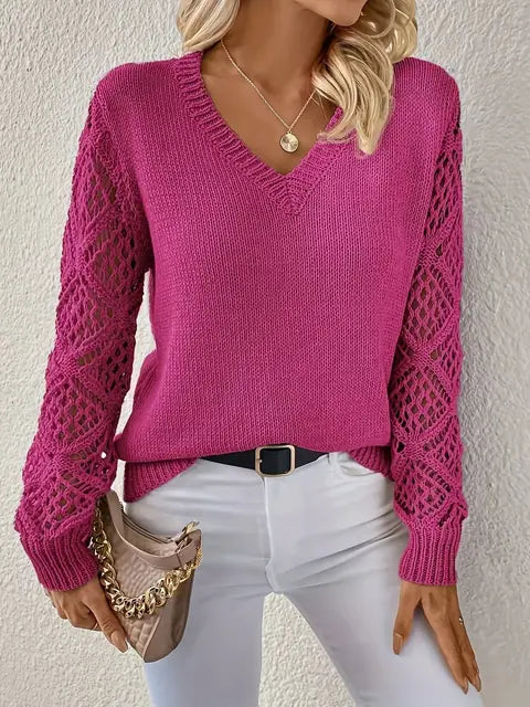 Women's Knit Long Sleeve V-Neck Sweater
