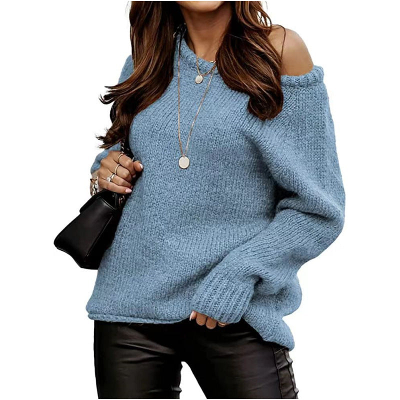 Women's Knit Off-Shoulder Sweater with Casual Fit