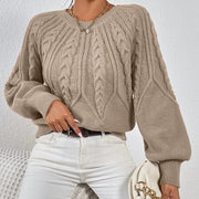 Women's Knit Oversized Sweater with Cable Knit Design