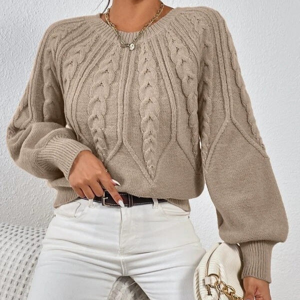 Women's Knit Oversized Sweater with Cable Knit Design
