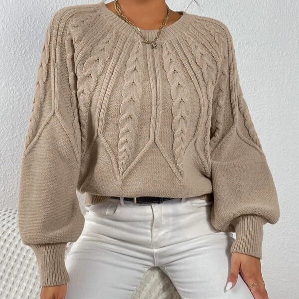 Women's Knit Oversized Sweater with Cable Knit Design