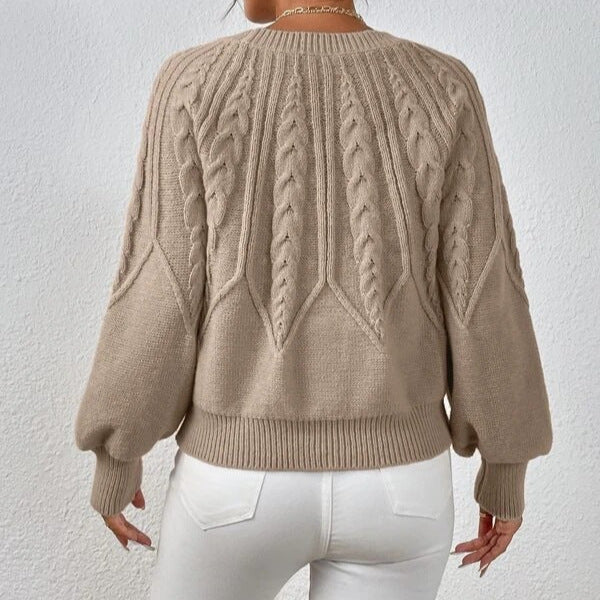 Women's Knit Oversized Sweater with Cable Knit Design