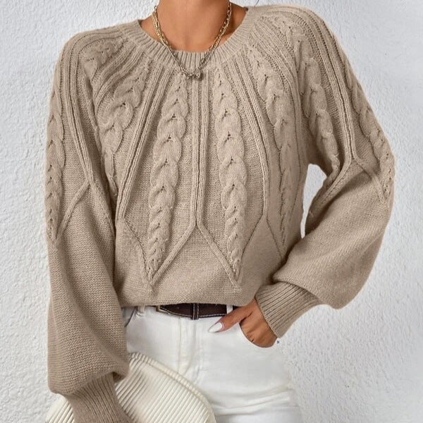 Women's Knit Oversized Sweater with Cable Knit Design