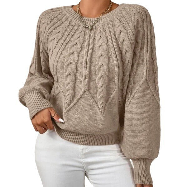 Women's Knit Oversized Sweater with Cable Knit Design