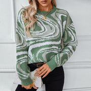 Women's Knit Patterned Sweater with Round Neck