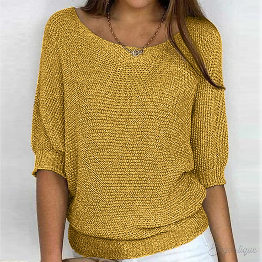 Women's Knit Relaxed Fit Sweater with Wide Sleeves