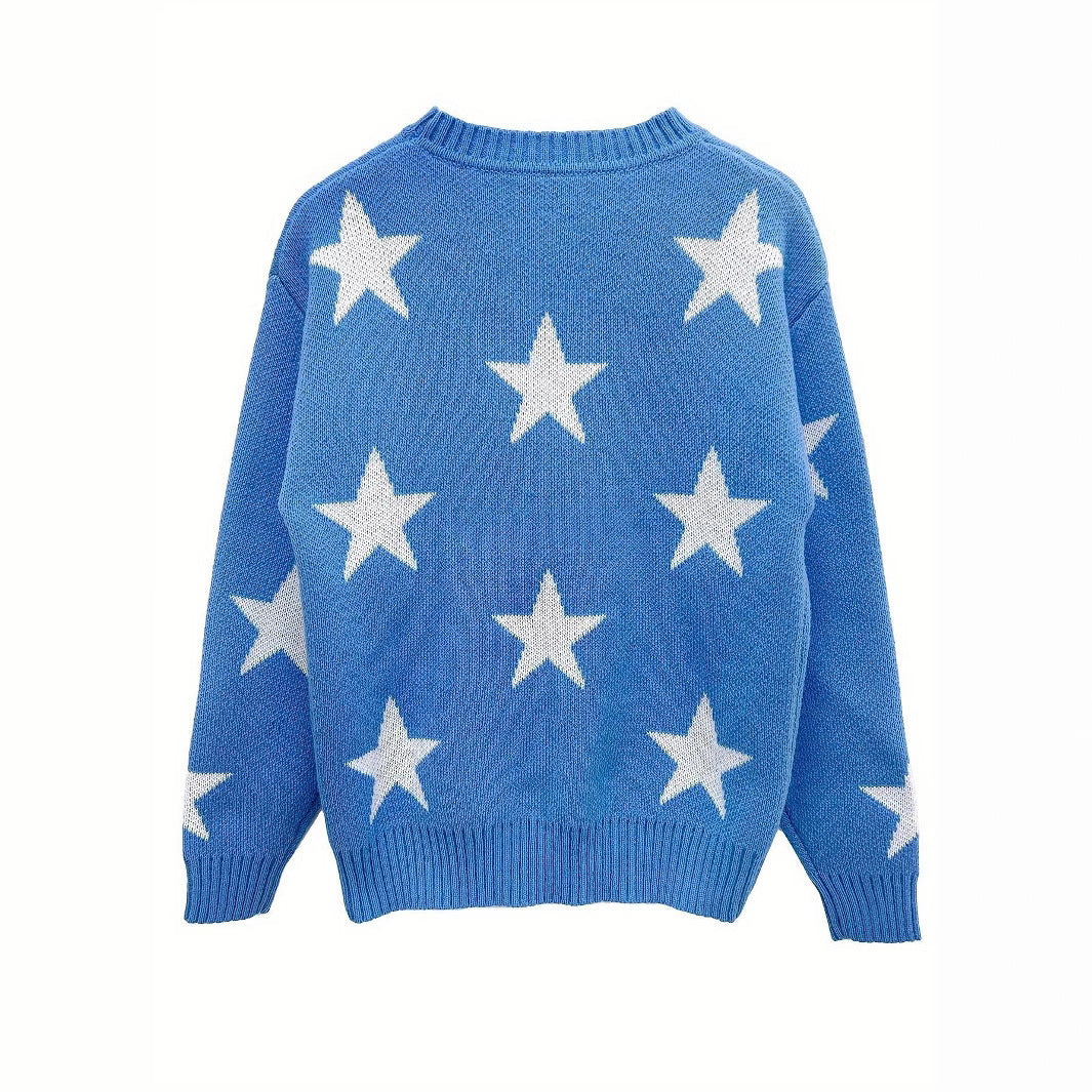 Women's Knit Star Pattern Casual Sweater
