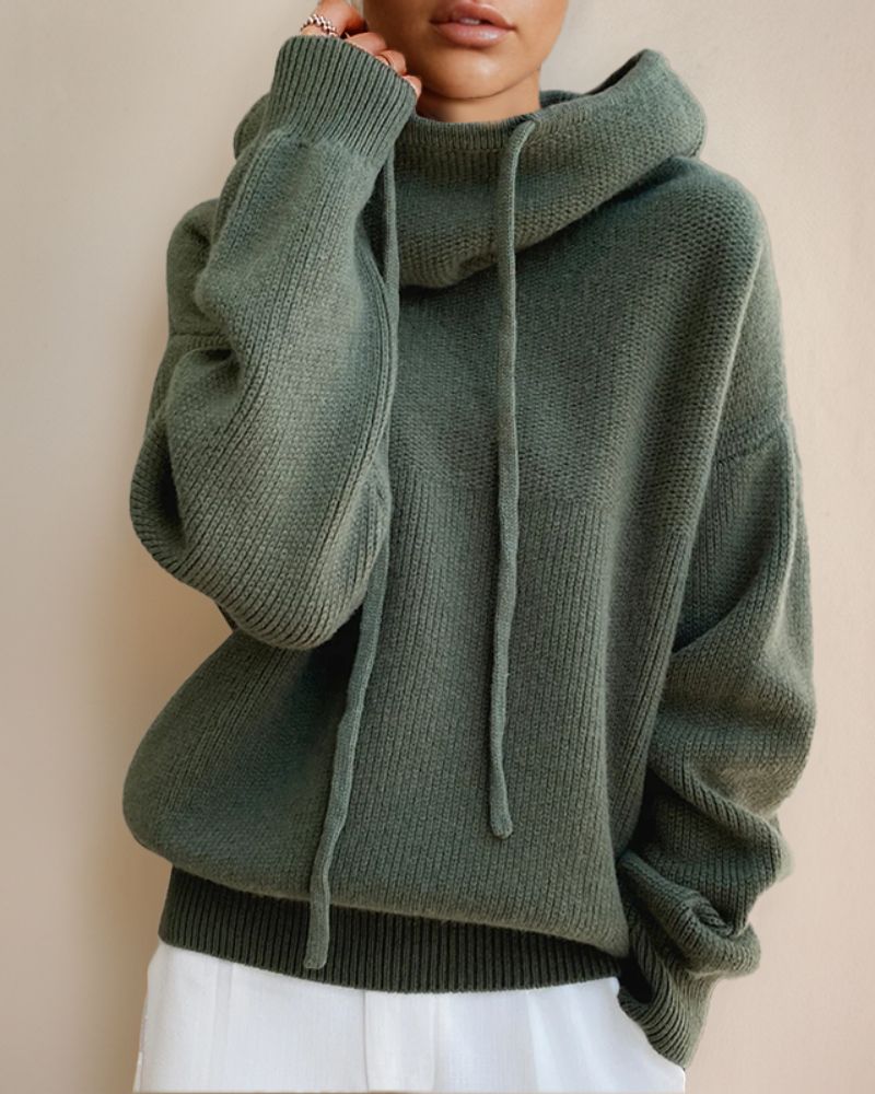 Women's Knit Turtleneck Sweater with Trendy Mesh Design