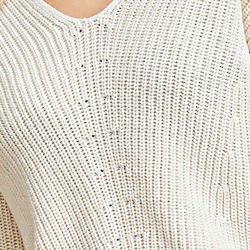 Women's Knit V-Neck Sweater with Relaxed Fit